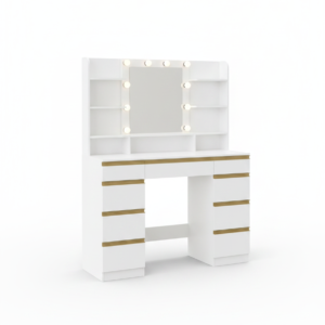 Coiffeuse style marocain blanche 10 LED globes