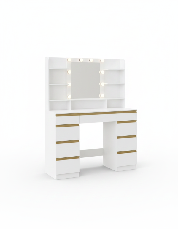 Coiffeuse style marocain blanche 10 LED globes