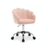 Chaise coiffeuse coquillage pivotante, pieds chromés