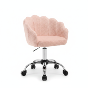 Chaise coiffeuse coquillage pivotante, pieds chromés