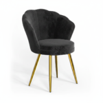 Fauteuil coiffeuse coquillage velours, pieds dorés