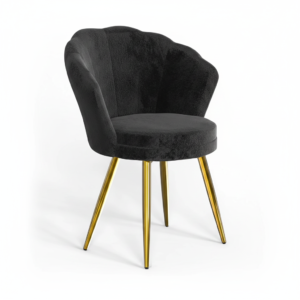 Fauteuil coiffeuse coquillage velours, pieds dorés
