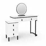 Coiffeuse blanche moderne avec miroir LED rond
