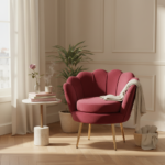 Fauteuil rouge en situation coin lecture parisien