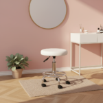 Tabouret pivotant 33 cm dossier coquillage blanc en ambiance