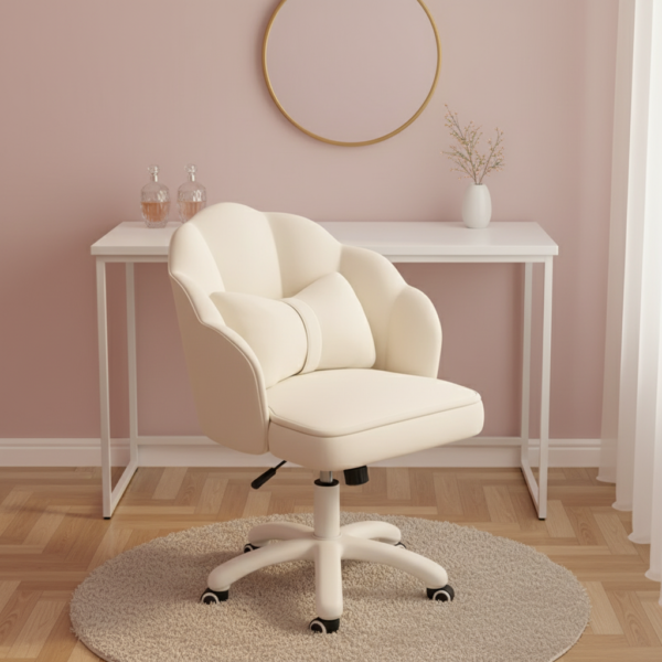 Chaise coiffeuse pétales pivotante, 6 coloris à côté coiffeuse en chambre rose