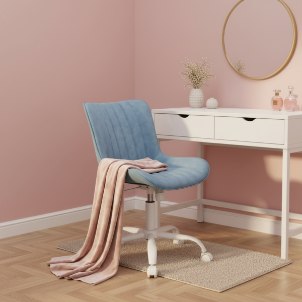 Chaise coiffeuse festonnée velours, 5 coloris à côté coiffeuse en chambre rose