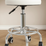 Tabouret pivotant 33 cm dossier coquillage blanc détail finition
