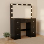 Coiffeuse noire Hollywood 11 LED en chambre