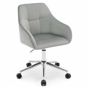 Chaise bureau velours capitonné damier, accoudoirs